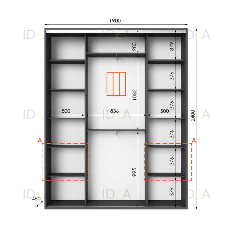 Шафа-купе IDEA серія 3 190 x 45 x 240 см