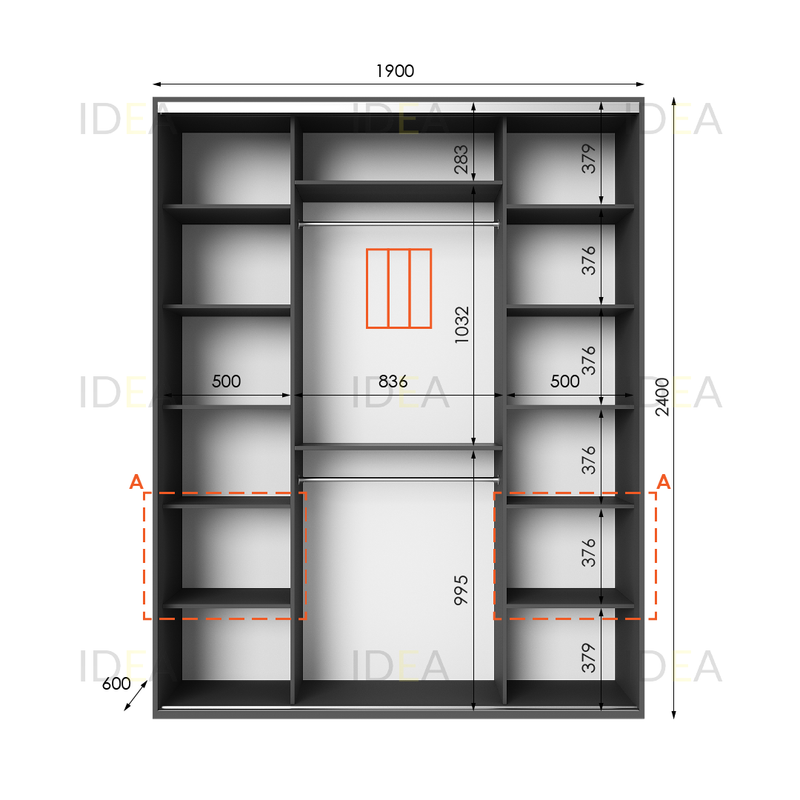 Шафа-купе IDEA серія 3 190 x 60 x 240 см