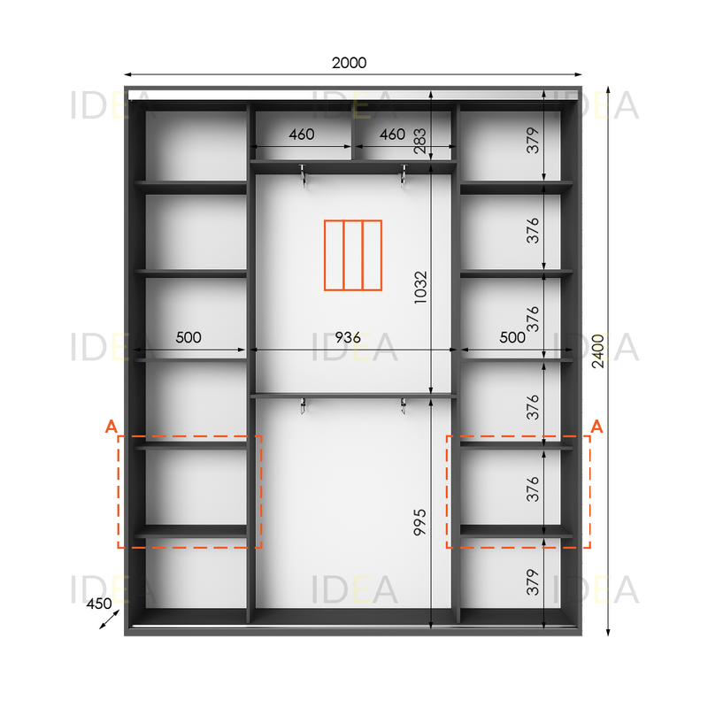 Шафа-купе IDEA серія 3 200 x 45 x 240 см