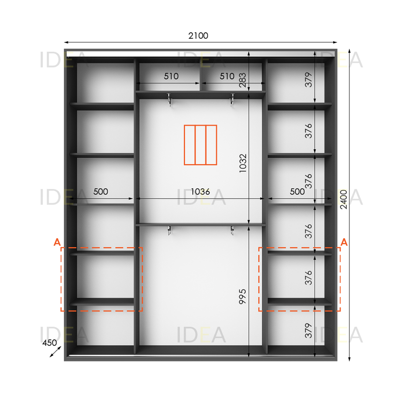 Шафа-купе IDEA серія 3 210 x 45 x 240 см