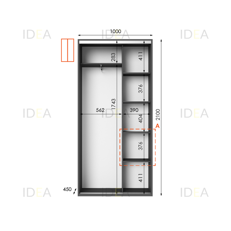 Шафа-купе IDEA серія 5 100 x 45 x 210 см