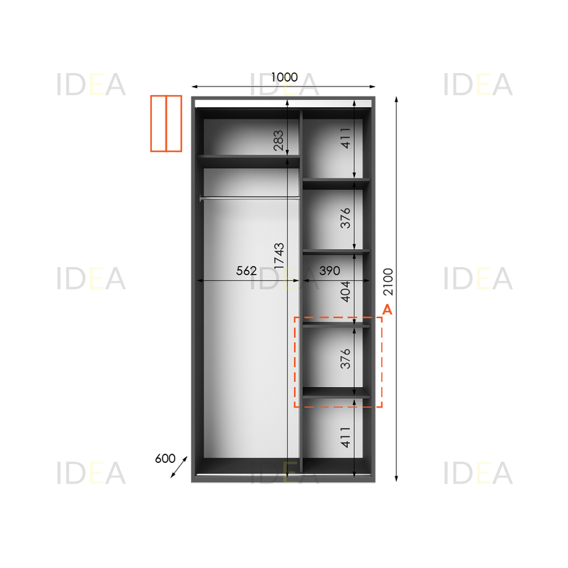 Шафа-купе IDEA серія 5 100 x 60 x 210 см