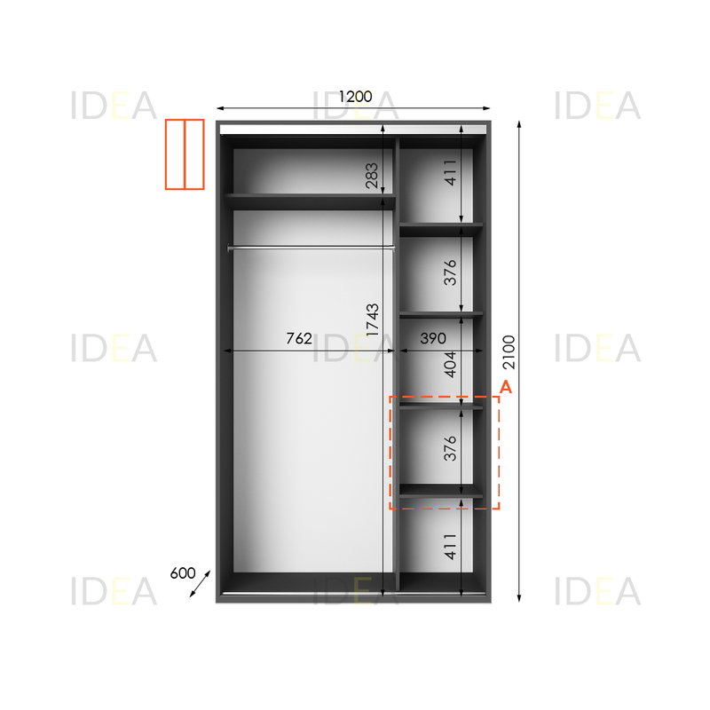 Шафа-купе IDEA серія 5 120 x 60 x 210 см