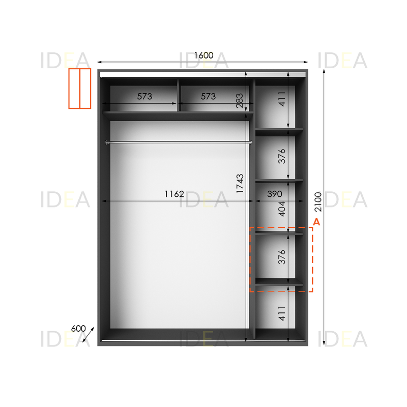 Шафа-купе IDEA серія 5 160 x 60 x 210 см