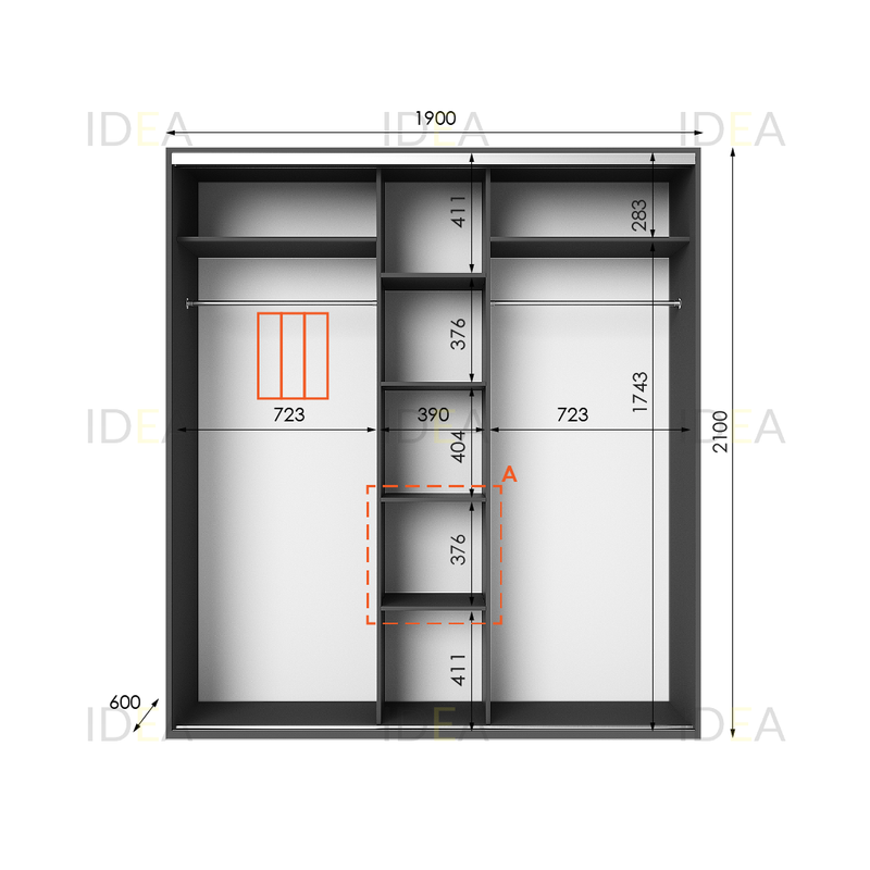Шафа-купе IDEA серія 6 190 x 60 x 210 см