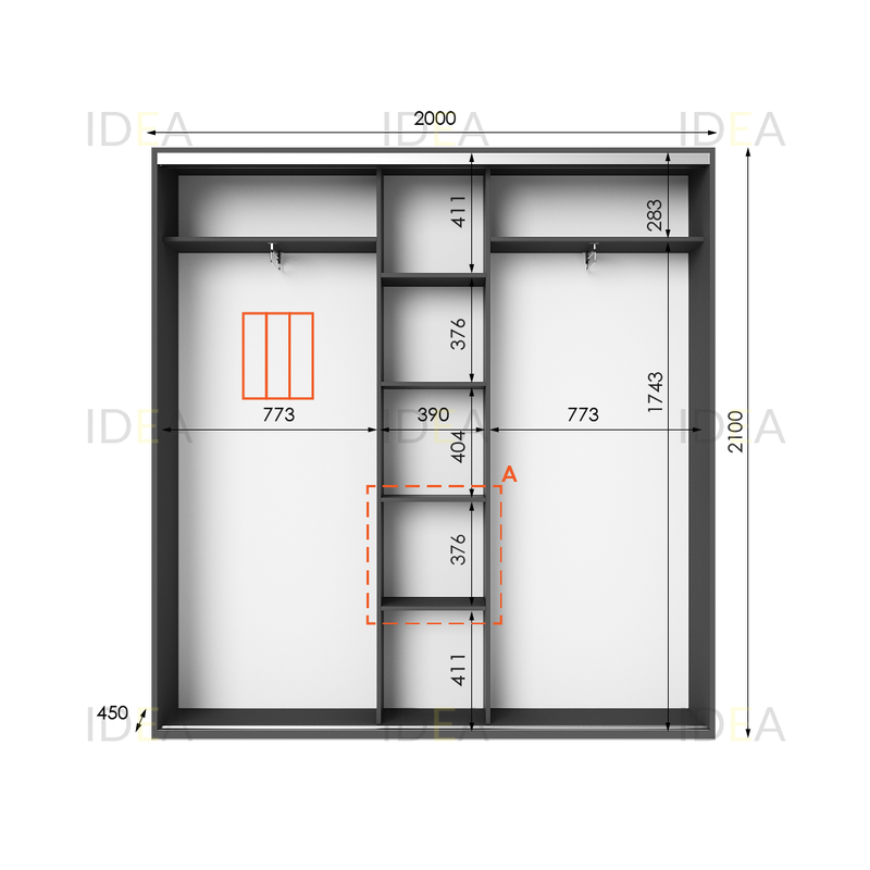 Шафа-купе IDEA серія 6 200 x 45 x 210 см