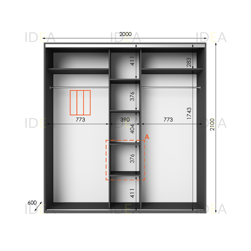 Шафа-купе IDEA серія 6 200 x 60 x 210 см