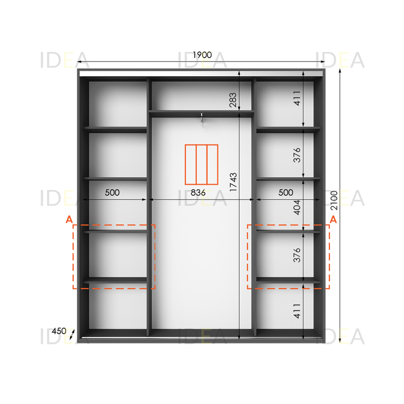 Шафа-купе IDEA серія 7 190 x 45 x 210 см