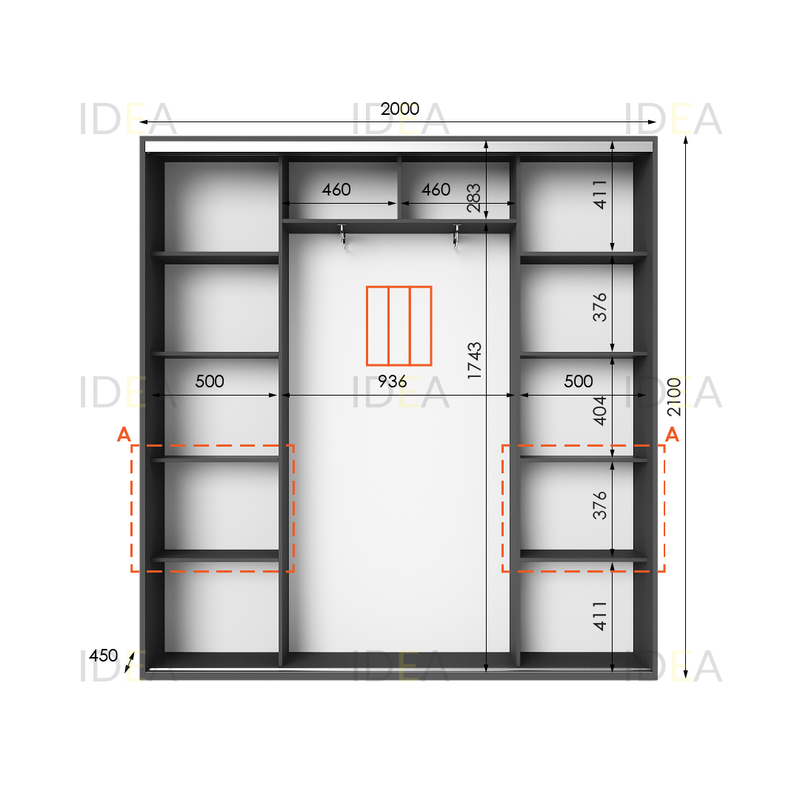 Шафа-купе IDEA серія 7 200 x 45 x 210 см