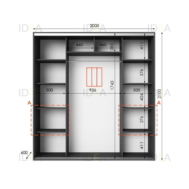 Шафа-купе IDEA серія 7 200 x 60 x 210 см
