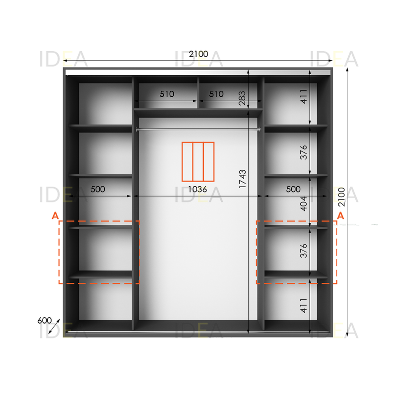 Шафа-купе IDEA серія 7 210 x 60 x 210 см