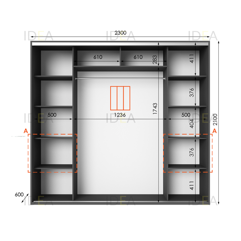Шафа-купе IDEA серія 7 230 x 60 x 210 см